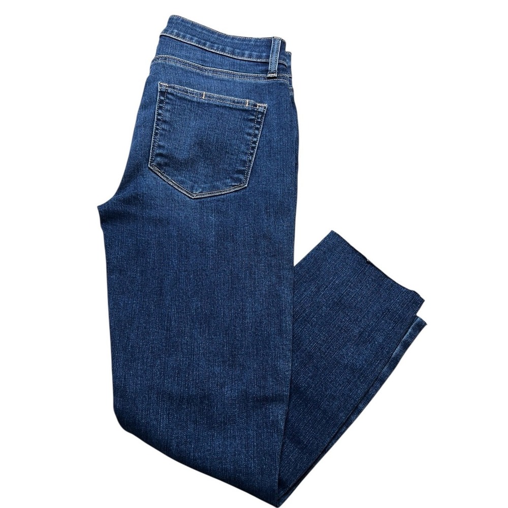 Paige Hoxton Straight Ankle Jeans Women 27 Blue Distressed Raw Hem Stretch